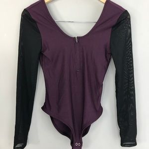 X by Gottex Body Suit Mesh Long Sleeve Sz Small
